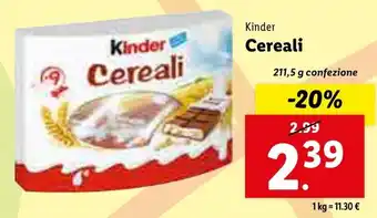 Lidl Kinder Cereali 211,5g offerta