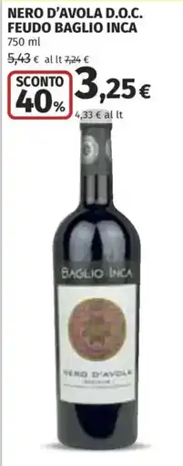 Coop Superstore Nero d'Avola D.O.C. Feudo Baglio Inca offerta