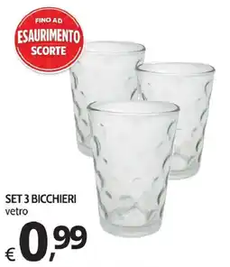 Primo Prezzo Set 3 bicchieri vetro offerta