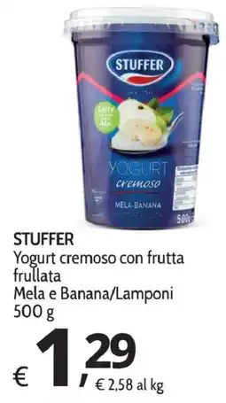 Primo Prezzo Stuffer Yogurt cremoso con frutta frullata Mela e Banana/Lamponi offerta