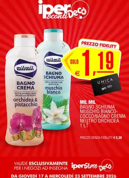 Deco Iperstore Mil Mil Bagno Schiuma Muschio Bianco-Cocco/Bagno Crema Neutro Orchidea offerta