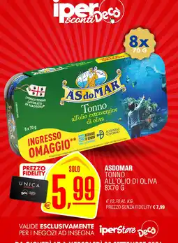 Deco Iperstore Asdomar tonno all'olio di oliva offerta