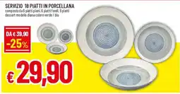 Famila Superstore Servizio 18 piatti in porcellana modello diana colore verde / blu offerta