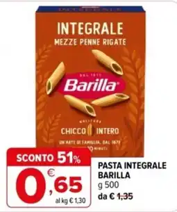 Iperal Pasta integrale Barilla offerta