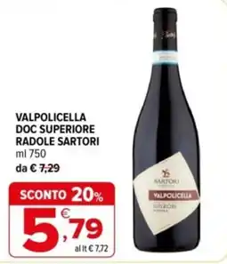 Iperal Valpolicella Doc Superiore Radole Sartori offerta