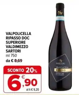 Iperal Valpolicella Ripasso DOC Superiore Valdimezzo Sartori offerta
