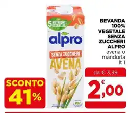 Gran mercato alpro bevanda vegetale senza zuccheri avena offerta