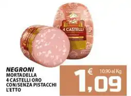 SpesaPiù Supermercati Negroni mortadella 4 castelli oro offerta