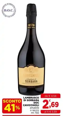 Gran mercato Lambrusco di Sorbara DOC CAVICCHIOLI offerta