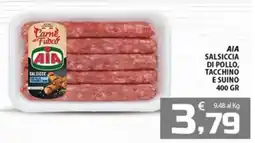 SpesaPiù Supermercati AIA Salsiccia di pollo, tacchino e suino offerta