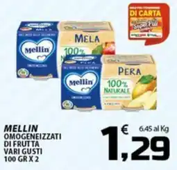 SpesaPiù Supermercati Mellin omogeneizzati di frutta offerta
