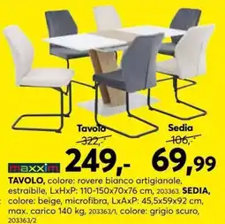 Dipo Arredamenti Tavolo e sedie maxim offerta