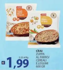 Supermercati Bruscoli Crai zuppa al farro/ cereali e legumi offerta