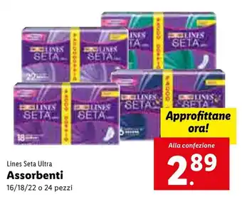 Lidl Lines Seta Ultra Assorbenti 16/18/22 o 24 pezzi offerta