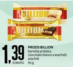 PRO7 Supermercati Prozis billion barretta proteica cioccolato bianco e arachidi offerta