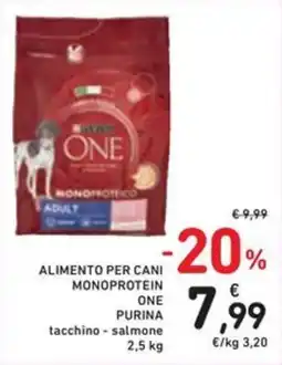 Spazio Conad Alimento per cani monoprotein one purina tacchino - salmone offerta