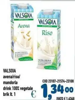 Del Prete Distribuzioni Valsòia avena/riso/mandorla drink 100% vegetale offerta