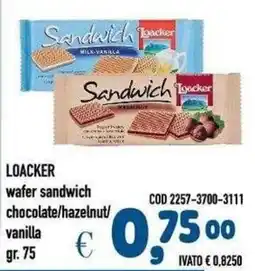 Del Prete Distribuzioni Loacker wafer sandwich chocolate/hazelnut/vanilla offerta