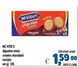 Del Prete Distribuzioni McVitie's digestive minis creams chocolate offerta