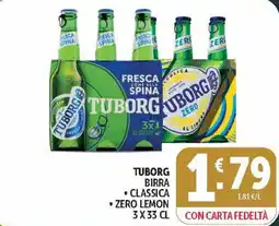 Deco Market Tuborg birra classica zero lemon offerta