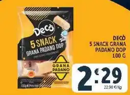 Deco Market Decò 5 Snack Grana Padano Dop offerta