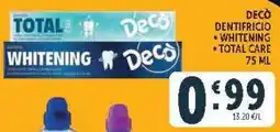Deco Market Decò dentifricio whitening total care offerta