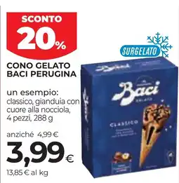 Unicoop Etruria Cono gelato Baci Perugina offerta
