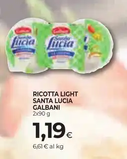 Unicoop Etruria Ricotta light Santa Lucia offerta