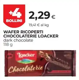 Unicoop Etruria Wafer ricoperti chocolaterie loacker dark chocolate offerta
