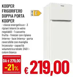 Famila Market Frigorifero doppia porta Kooper offerta