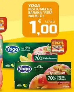 SpesaPiù Supermercati Yoga Pesca/ Mela & Banana/ Pera offerta