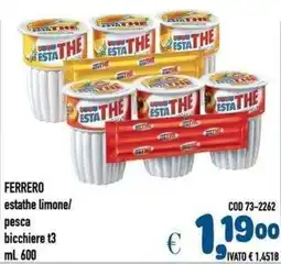 Del Prete Distribuzioni Ferrero estathe limone/ pesca bicchiere t3 offerta