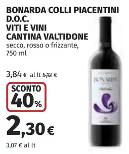 Coop Bonarda Collì Piacentini D.O.C. Viti e Vini Cantina Valtidone offerta