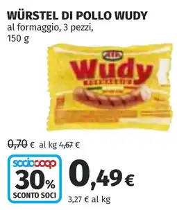 Coop Würstel di pollo Wudy al formaggio offerta