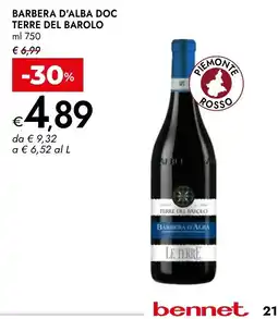 Bennet Barbera d'Alba DOC Terre del Barolo offerta