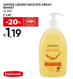 Bennet Sapone liquido delicato argan Bennet offerta