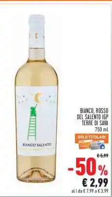 Conad BIANCO, ROSSO DEL SALENTO IGP TERRE DI SAVA offerta
