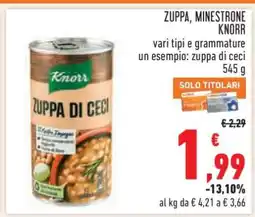Conad Zuppa/Minestrone Knorr offerta