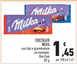 Conad CIOCCOLATO MILKA offerta