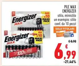 Conad PILE MAX ENERGIZER offerta