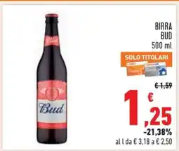 Conad BIRRA BUD 500 ml offerta