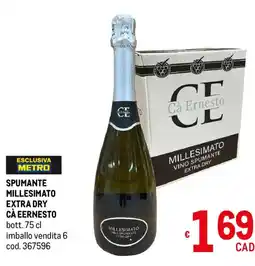 Metro Spumante millesimato extra dry Cà Ernesto offerta