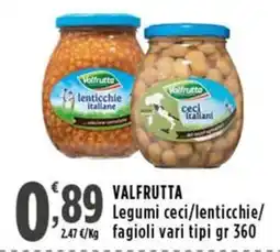 Rossotono Carrefour Valfrutta legumi ceci/lenticchie/fagioli vari tipi offerta