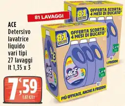 Rossotono Carrefour Ace Detersivo lavatrice liquido vari tipi offerta