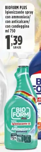 Rossotono Carrefour Bioform Plus igienizzante spray offerta