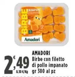 Rossotono Carrefour Amadori Birbe con filetto di pollo impanato offerta