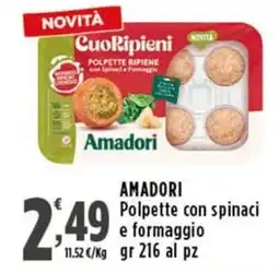 Rossotono Carrefour Polpette con spinaci e formaggio Amadori offerta