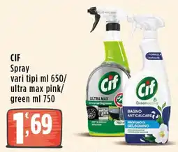 Rossotono Carrefour Cif Spray ultra max pink/ green offerta