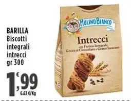 Rossotono Carrefour Barilla Biscotti integrali intrecci offerta
