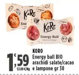 Rossotono Carrefour Koro Energy ball BIO offerta